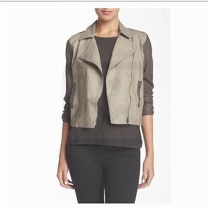 EILEEN FISHER Two Tone Organic Linen Moto Jacket